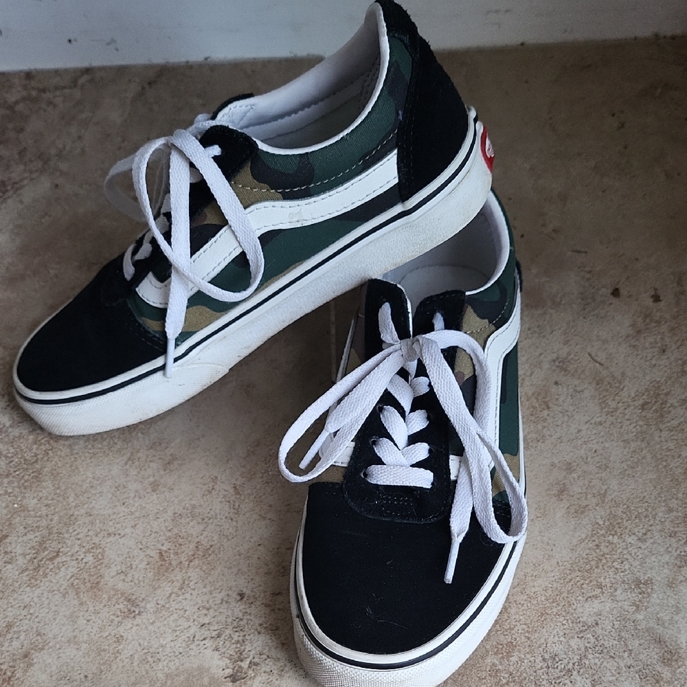 Vans Green and Black Camo Sneakers